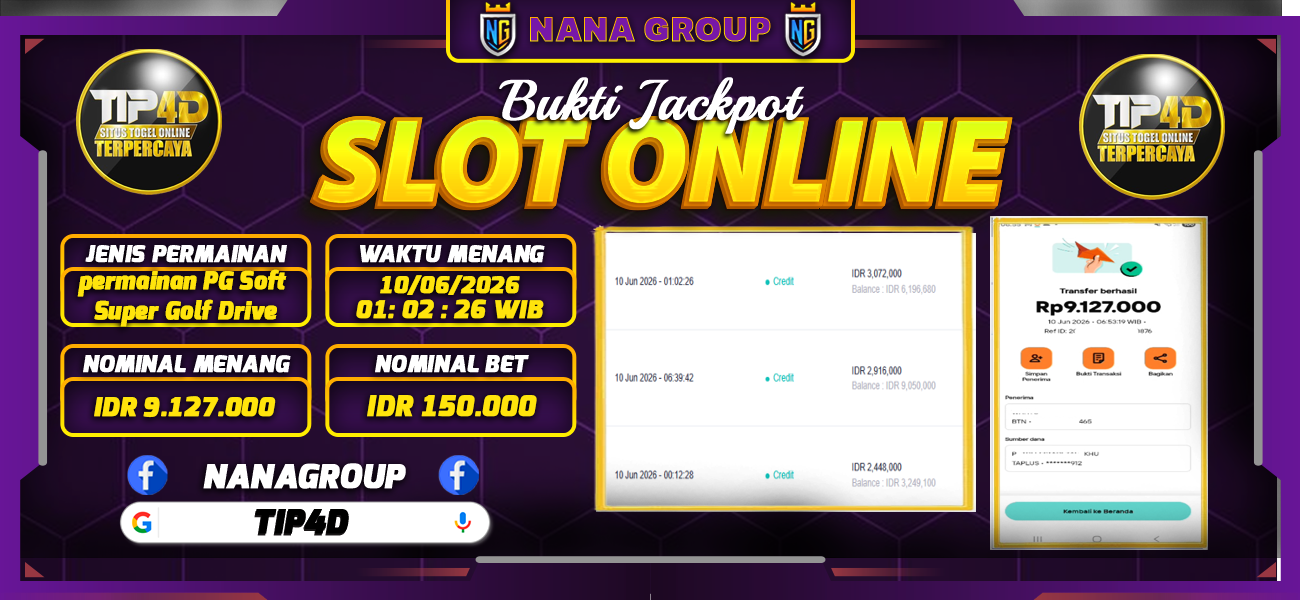 Bukti Kemenangan Besar Dibayar lunas Member TIP4D RP 9.127.000, 11 Juni 2026